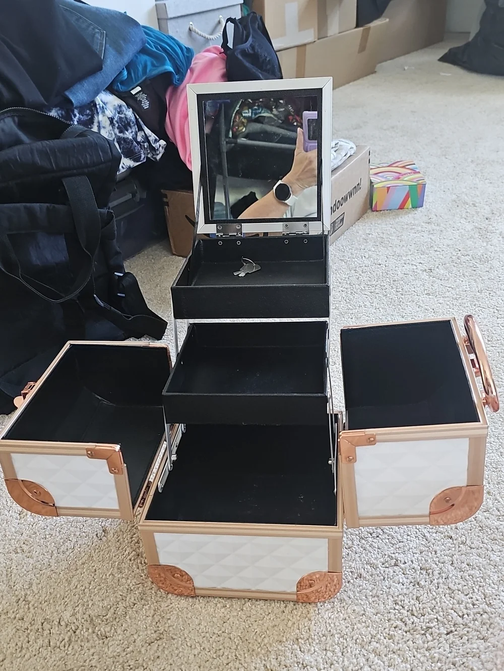 Impressions Vanity Company White & Rose Gold Train Case